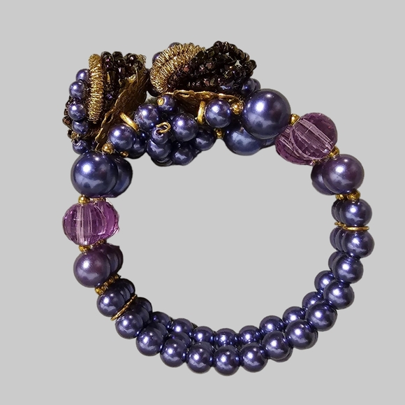 Miriam Haskell 1945 Peacock Beads Bracelet Earrings 16 Strand Necklace Set RARE - Picture 6 of 16